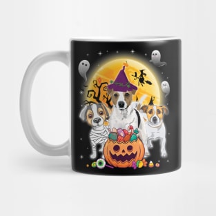 Jack Russell Terrier Dog Mummy Witch Moon Ghosts Happy Halloween Thanksgiving Merry Christmas Day Mug